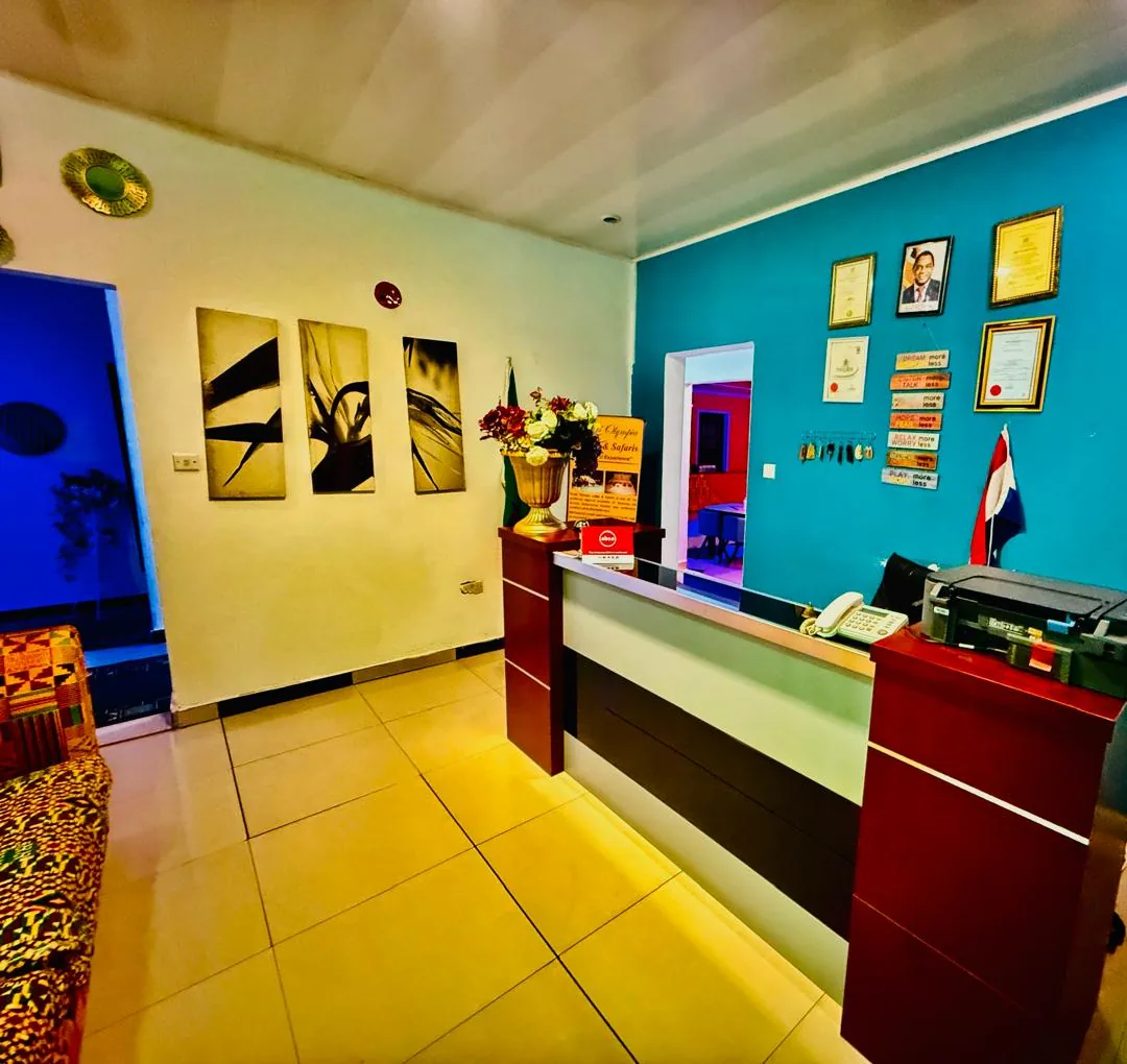 Royal Olympia Lodges & Safaris reception and lobby